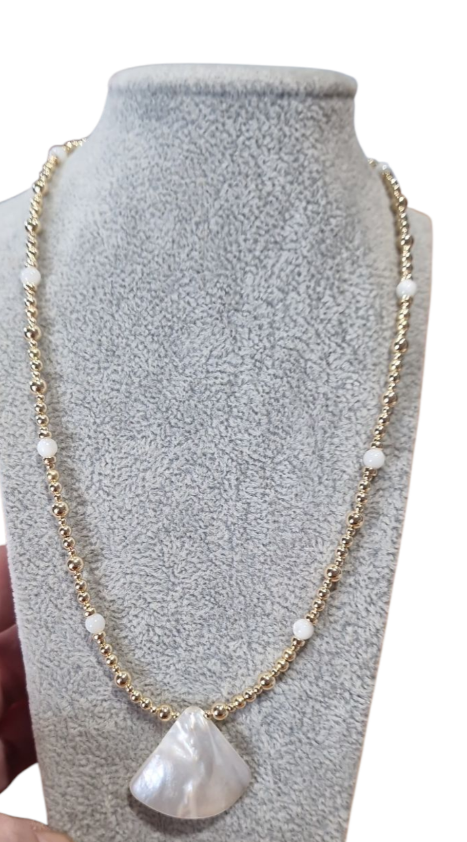 Gold-filled mother of pearl shell necklace