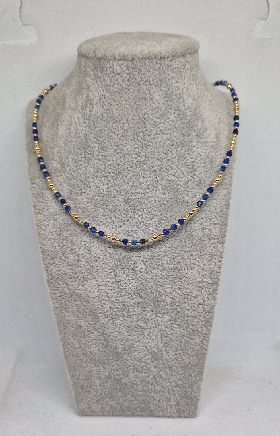 Gold-filled and lapis necklace