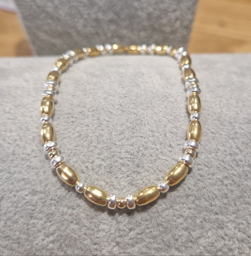Gold-filled and 925 sterling silver mixed metal bracelet