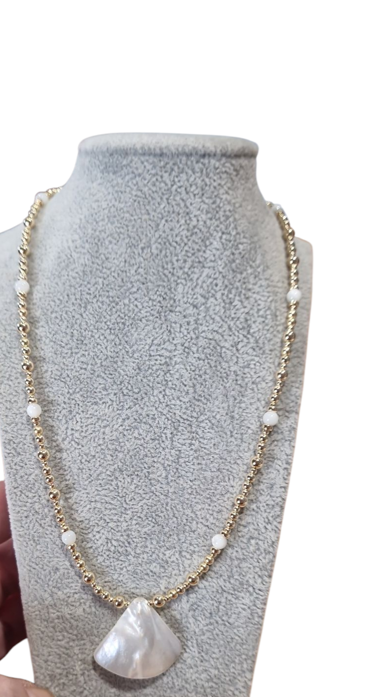 Gold-filled mother of pearl shell necklace
