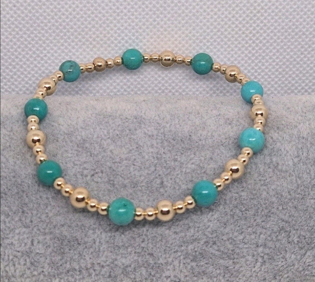Gold-filled and turquoise bracelet