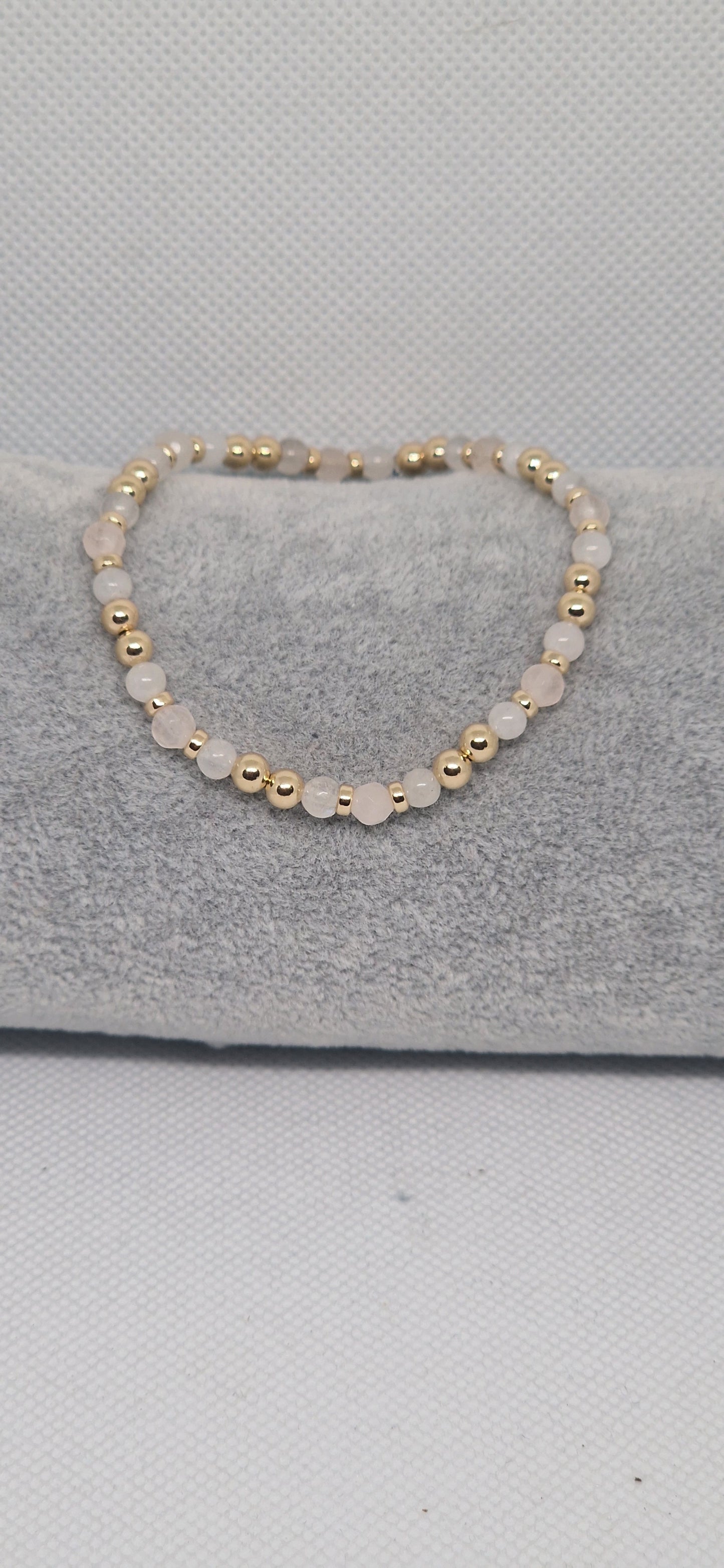 Moonstone and rose quartz, gold-filled bracelet