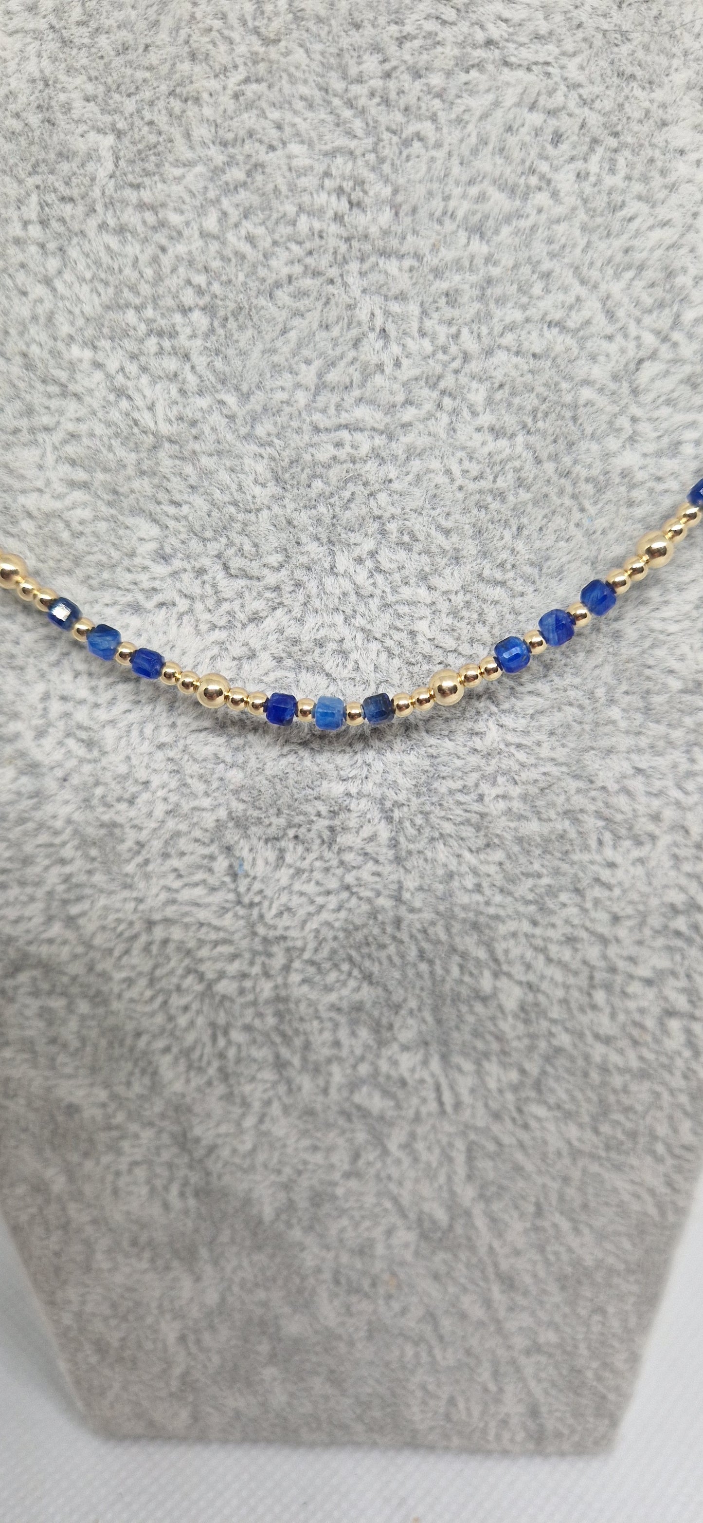Gold-filled and lapis necklace