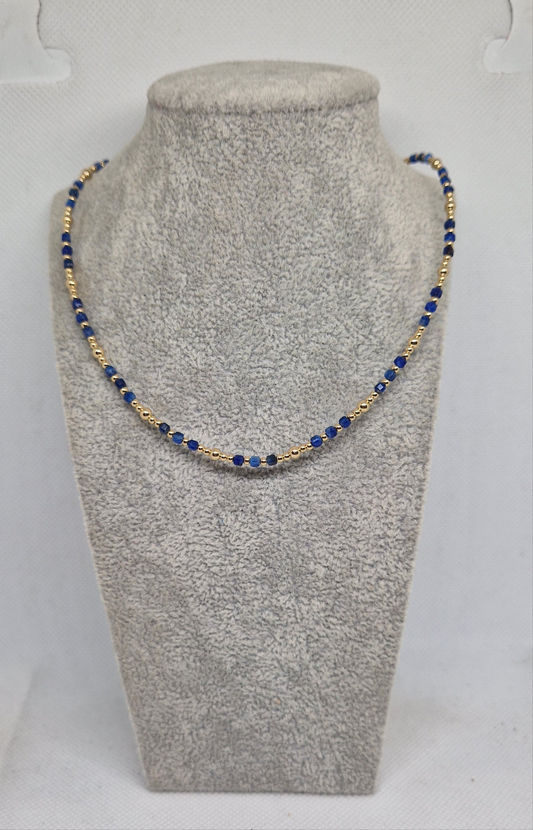 Gold-filled and lapis necklace