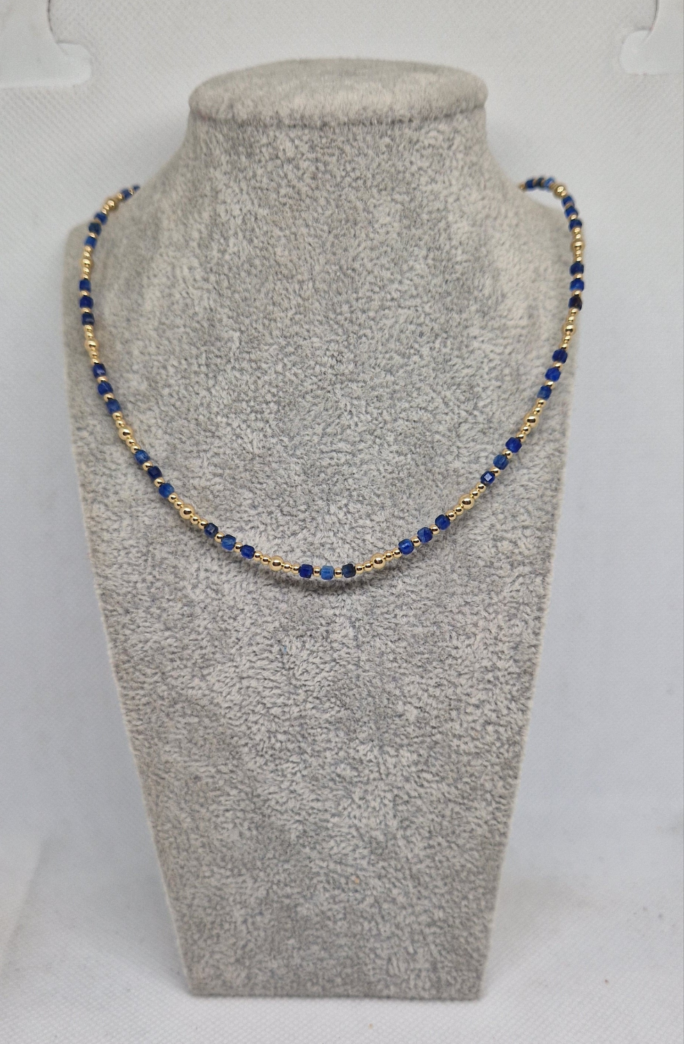 Gold-filled and lapis necklace